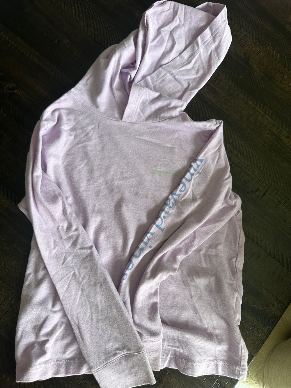 Vineyard Vines Kids Light Lavender Hoodie Shirt with Blue Logo